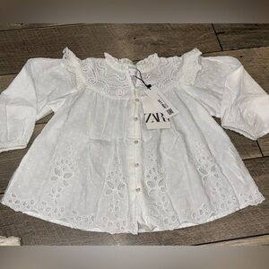 New Zara Crochet Button-Up Top Size 6